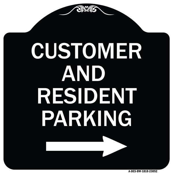 Reserved Parking Customer and Visitor Parking Heavy-Gauge Aluminum Sign, 18" x 18", BW-1818-23052